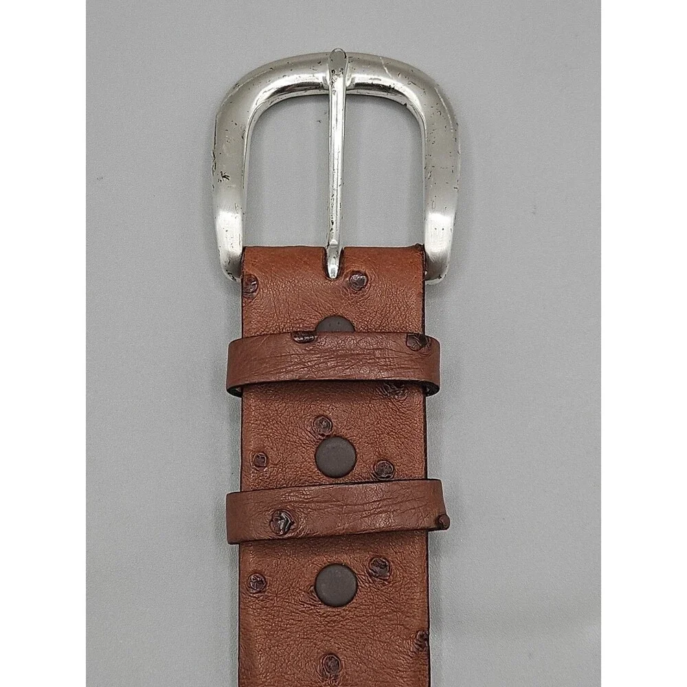 Genuine African Ostrich Brown Leather Belt (Made in U.S.A) Saddlebags Size 34